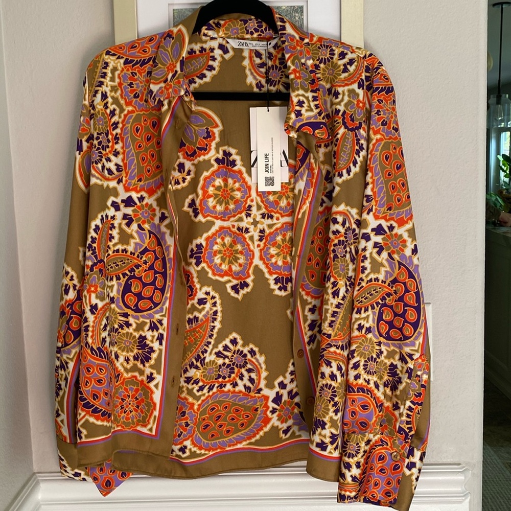 Zara gold paisley top